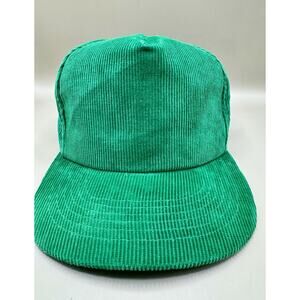 Vintage Yupoong Showcase Snapback Hat Green Corduroy 90s Y2K Blank Adjustable